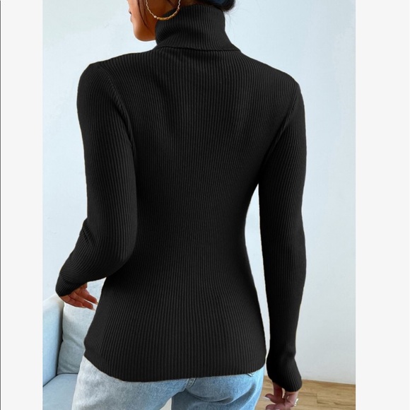 Casual Basic Knit High Neck Turtleneck Top Blouse - Picture 11 of 16